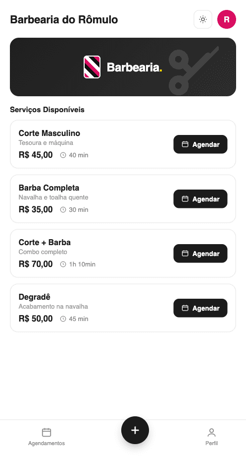 Página de agendamento